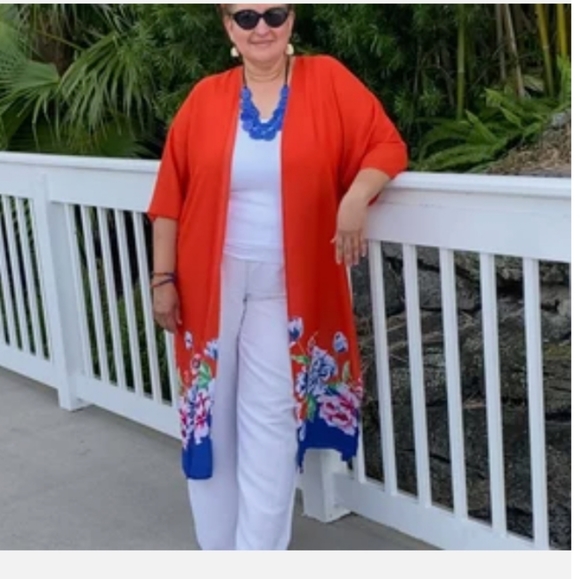 Pioneer Woman L / XL firey orange printed duster - Picture 10 of 10